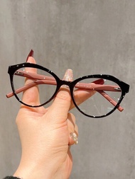 1個時尚棱形貓眼簡約女士眼鏡框tr90眼鏡,經典輕盈舒適,適用於看手機、電腦,具有防藍光和高清鏡頭,可以改善臉部輪廓和不化妝