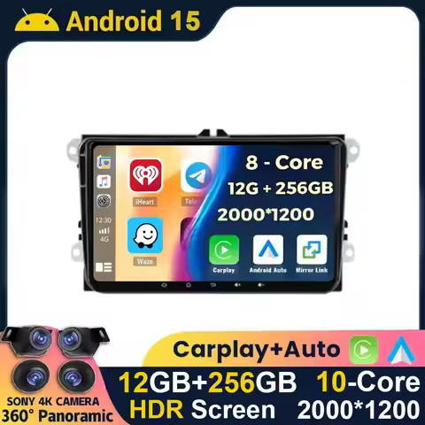 Android 15 Car Radio for Volkswagen Golf 5 6 Polo Passat B6 B7 CC Skoda Jetta Universal Multimedia C