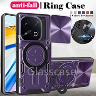 3D Metal Armor Ring Phone Case Bracket Stent Push Camera Protection Hard Back Shockproof Cover for V