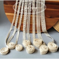 LyNa- [5 meter roll] Cream cotton lace ribbon 1cm to 4cm