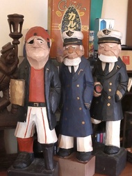 日本 昭和 手雕 手繪 船長 船員 木雕 擺飾 公仔 古物 老物 大型
