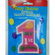 LILIN Jumbo number 1 candles, 1st birthday candles, pink birthday candles