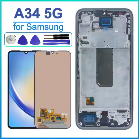 Super AMOLED LCD for Samsung Galaxy A34 5G LCD Display Touch Screen Digitizer Assembly for Samsung A