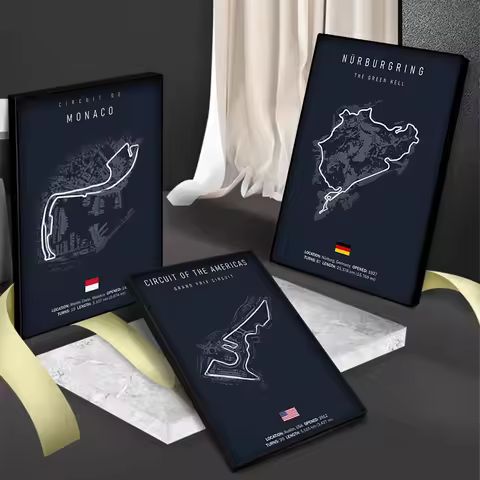 F1 Imola Monaco Track Circuit Canvas Painting Formula 1 Wall Art Nordic Poster Aesthetic Motorsport 