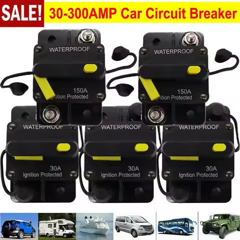 Car Circuit Breaker Fuse Reset 30-300 Amp 12V-48V DC Car Boat Auto Waterproof Circuit Breaker Fuse S