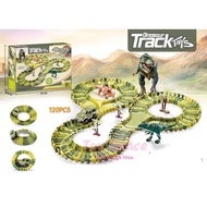 Dinosaur Track Toy 120pcs Simple Assembly Railway Track Car Playset