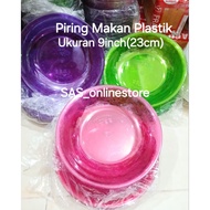(Bet Kalimantan Area Only) Unique 9-inch Bright Color Plastic Dinner Plate 23cm Flower Thread Plasti