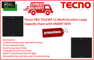 Tecno TBO 7511WF 11 Multi-function Large Capacity Oven with SMART WIFI / FREE EXPRESS DELIVERY