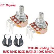 2Sets Linear Potentiometer Bending Feet Pin WH148 With Switch B5K B10K B20K B50K B100K B500K 15mm Sh