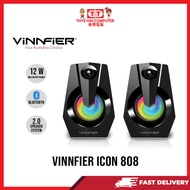 VINNFIER Icon 808BTR USB Powered Speaker with 7 Modes LED Lights Bluetooth FM Radio USB Card Slot Au