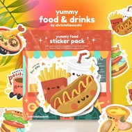 Yummy Food & Drinks Sticker Pack - 6 Stickers by Christellesayshi