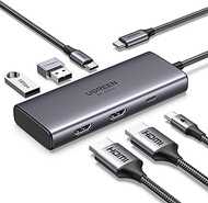 UGREEN Revodok 206 Dual Monitor USB C Hub 6 in 1 Dock Dual HDMI 4K@60Hz Single 8K@30Hz 100W PD 5Gbps USB C and USB A Data Ports USB C Docking Station for Dell XPS, ThinkPad and More