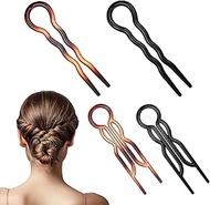 4 PCS Lialys Hair Pins, 2 Styles Prestige French Twist Hair Pin, Plastic U Hairs Pins, No 1 Hairpin
