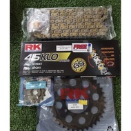 Y15 FZ150 💯 Original RK RKM GS 415 ERO KLO Black ORING GOLD CHAIN GS415 Y15ZR Y15 Y16 sprocket ranta