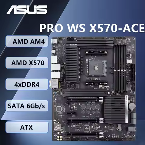 ASUS PRO WS X570-ACE Support AMD X570 AM4 Ryzen 9 5950X 3950X 3900X 7 5800X3D 3700X 5 5600X CPU DDR4