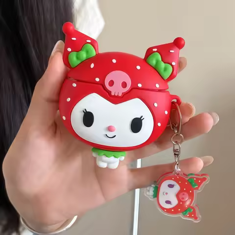 Strawberry Kuromi 3D Cartoon Earphone Case For Airpods Pro 2 3 Airpods 4 Silicone Bluetooth Headset 
