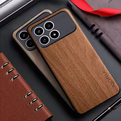 Case for Xiaomi Poco F8 Pro Ultra F7 Ultra Pro 5G funda bamboo wood PU Leather pattern back cover fo