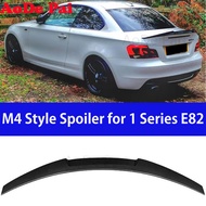 E82 Spoiler Car Spoiler High Kick M4 Style Real Carbon Fiber Wing Rear Trunk For BMW 1 Series 1M Cou