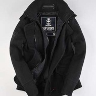 極度乾燥 Superdry Classic Pea Coat jacket 排扣 外套 羊毛 軍裝 立領 女 黑S