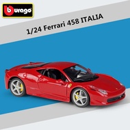 Bburago 1:24 Ferrari 458 ITALIA ล้อแม็กรถสปอร์ตรุ่น D Iecast โลหะของเล่นยานพาหนะรถรุ่นจำลองการเก็บขอ