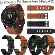 22mm 26mm Leather Strap For Garmin Fenix 6/6X Replacement Quick Release Watchband for Garmin Fenix 5
