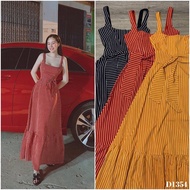 [ Real photo ] D1354 3-color striped 2-strap maxi dress