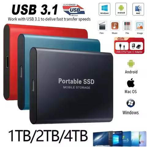 2025 External SSD Hard Drive 1TB External Hard Disk 2TB High-Speed hard ssd USB 3.1 Mobile Solid Sta