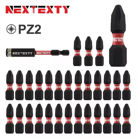 1Inches Pozidriv #2 PZ2 Impact Tough Screwdriver Power Bit Set, S2 Alloy Steel Drill Screw Magnetic 