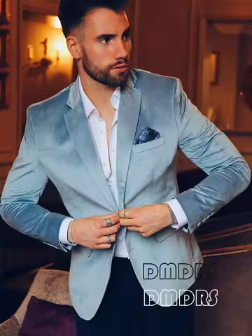 DMDRS - Custom Color & Size Men's Velvet Blazer (XXS-7XL) | Luxe Wedding Dinner Jacket | Plus Size V