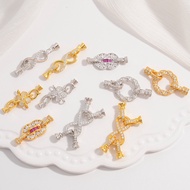 S925 Silver Inlaid Zirconium Jewelry Connection Buckle Four-Legged 8-Character Buckle Handmade DIY N