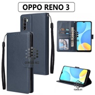 Case HP OPPO RENO 3 FLIP WALLET LEATHER WALLET LEATHER SOFTCASE PREMIUM FLIP COVER Saung Open Close FLIP CASE OPPO RENO 3