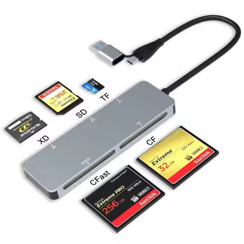 UTHAI CR307 Laptop Accessories 5-Card Same Read CFast/CF/XD/SD/TF High Speed USB3.0/Type C Card Read