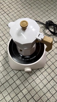 白色摩卡壺連電磁爐套裝
