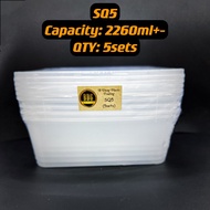 SQ 5 Square Disposable Plastic Food Container [ 5sets] SQ5 - Bekas Petak