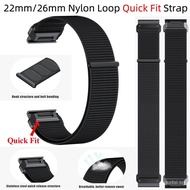 22mm 26mm Sports Watchband Nylon Loop Band Easy Quick Fit Strap For Garmin Fenix 7 7X 6 6X Pro 5 5X Plus 3 3HR 2 Epix Pro Marq Gen2 CXS8