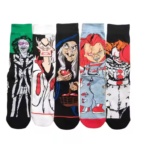 Pennywise Chuck Socks Horror Movie Print Medium Tube Socks Unisex Casual Cotton Socks Cosplay Clown 
