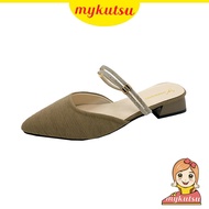MYKUTSU Titenia Kasut Bertutup Wanita Kasut Perempuan Women Pointed Toe Block Heels Plus Size 34-45
