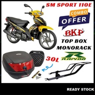 (SM Sport 110E) Rapido/Givi Monorack Rear Rack+BKP 30L Top Box Motor Kotak Motorcycle Accessories