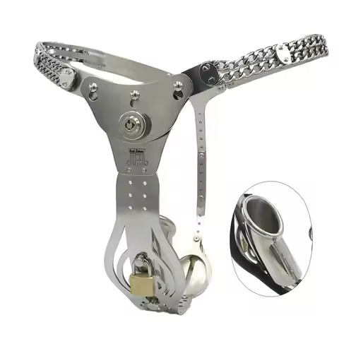 304 Stainless Steel Male Chastity Belt Strap Pants Chastity Cock Cage Shorts Device Gear with Press 