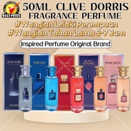 50ML Clive Dorris Perfume Unisex Fragrance Long Lasting Minyak Wangi Perempuan Lelaki Tahan Lama Ins