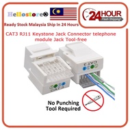 RJ11 CAT3 Keystone Jack Connector telephone module Jack Tool-free RJ11 6P4C 4-wire Cable adapter tel