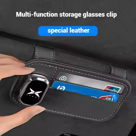 Leather Car Sun Visor Glasses Clip Multi-function Ticket Card Storage Holder For Xpeng G3 G3i G6 G9 