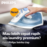 Philips Setrika Uap DST1030/20 Biru - Lebih Cepat Rapih dengan Uap Optimal Tapak Non-stick Tangki Ai