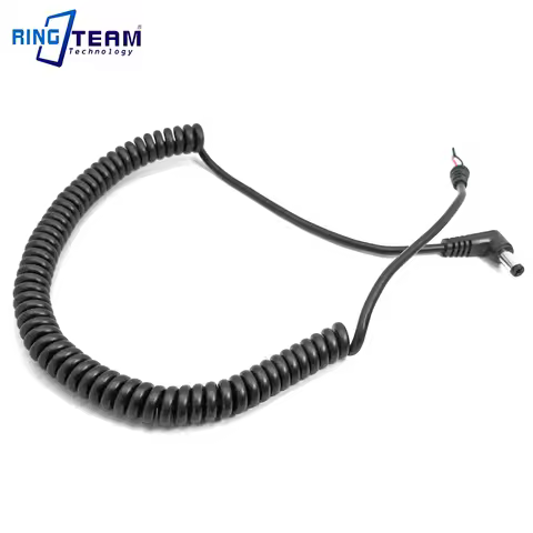 5.5x2.1mm Male DC Plug Spiral Coiled Power Cable Wire Cord for Camera DC Coupler AC-PW20 NP-FZ100 DR