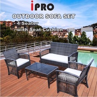 IPRO Outdoor Rattan Sofa Garden Outdoor Table and Chair Set  Balcony Sofa Rotan Set Meja Kerusi Outd