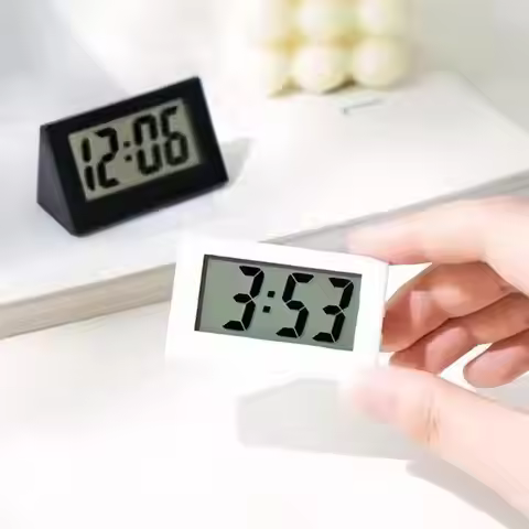 Mini LCD Digital Desk Instrument Panel Desktop Electronic 12-hour Silent Office Home Time Car Displa