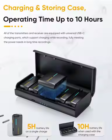 7Ryms iRay DW40 Wireless Lavalier Microphone with 4 Transmitters,48kHz/24bit Recording,AI Denoise fo