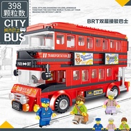 Zhegao Children's Educational Assembly Small Particle Building Blocks BRT Double-Decker Bus Bus Mode