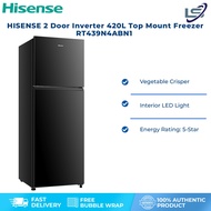 Hisense 420L 2 Door Inverter Fridge RT439N4ABN1 Top Mount Freezer Refrigerator Peti sejuk