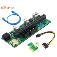 1 Pcs 010-X PCIE 1X to 16X USB3.0 60mm Graphics Card Extension Riser Card with Flash LED for GPU BTC Mining New Version